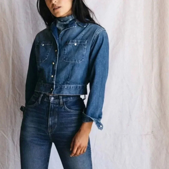 OOAK Imogene and Willie Hand Painted Cropped Denim Jacket Small - Picture 8 of 8